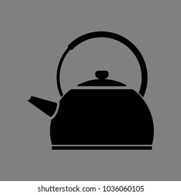 Teapot icon. Vector. Black icon on medium gray background. Isolated.