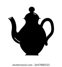 Ícone de bule design de ilustração vetorial, preto e branco no fundo branco.