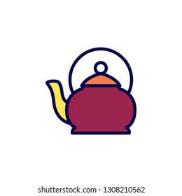 Teapot Icon Vector Illustration in Filled Style for Any Purpose
