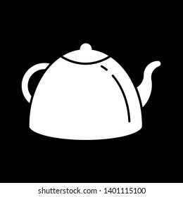 Teapot icon vector illustration. Flat sign symbol of vector tea kettle isolated on black background.