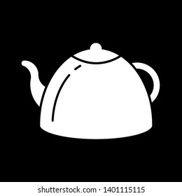 Teapot icon vector illustration. Flat sign symbol of vector tea kettle isolated on black background.