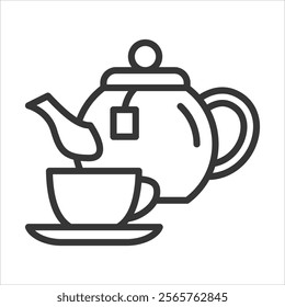 Teapot Icon Vector Illustration Outline Style