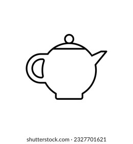 Vector de iconos de la tetera. Señal de ilustración de Kettle. Símbolo de té. Logo de Teakettle. Marca de bebida caliente.