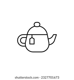Vector de iconos de la tetera. Señal de ilustración de Kettle. Símbolo de té. Logo de Teakettle. Marca de bebida caliente.