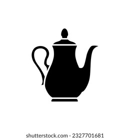 Vector de iconos de la tetera. Señal de ilustración de Kettle. Símbolo de té. Logo de Teakettle. Marca de bebida caliente.