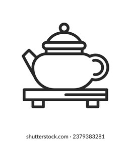 Teapot Icon. Vector Linear Illustration of Traditional Oriental Beverage Symbol, Representing the Elegant Ritual of Asian Tea Ceremonies and the Art of Brewing.