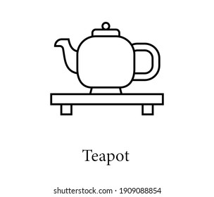 Teapot icon vector. Linear style sign for mobile concept and web design. Teapot symbol illustration. Pixel vector graphics - Vector