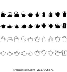 Teapot icon vector set. Kettle illustration sign collection. Tea symbol. Teakettle logo. Hot drink mark.