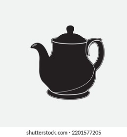 Teapot icon vector simple illustration design,black and white on white background.
