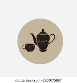 Icono de Teapot diseño de ilustración simple,negro y blanco sobre fondo blanco.
