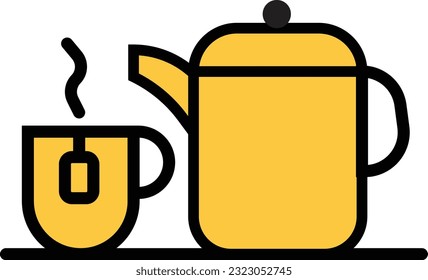 fondo blanco del icono de tetera aislado