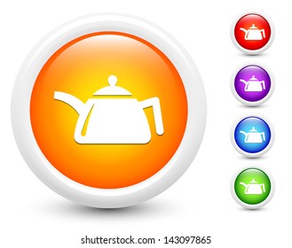 Teapot Icons on Round Button Collection Original Illustration