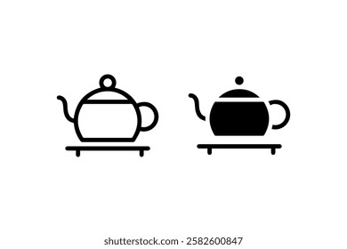 Teapot icons on a stand in black Vector