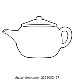 teapot illustration hand drawn outline vector