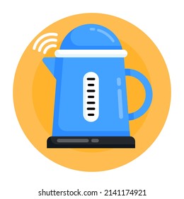 Teapot with internet signals denoting smart kettle icon

