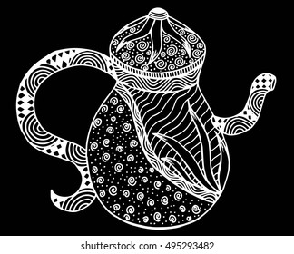 Teapot isolated art illustration. Hand drawn 