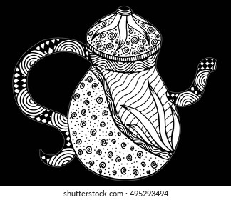 Teapot isolated art illustration. Hand drawn 