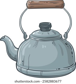 teapot isolated colored detailed illustration