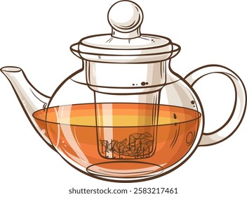 teapot isolated colored detailed illustration