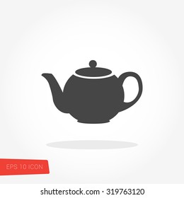 Teapot Isolated Flat Web Mobile Icon / Vector / Sign / Symbol / Button / Element / Silhouette