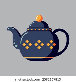 Teapot isolated on gray background. Teapot for Maslenitsa or Shrovetide holiday. Vector illustration