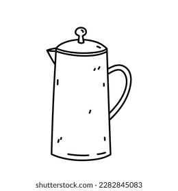 Teapot isolated on white background. Kitchen utensils. Vector hand-drawn doodle illustration. Perfect for decorations, logo, various designs.