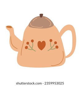 Teapot isolated on white background. Hand drawing. Vector illustration