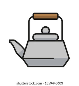 Teapot isolated outline icon. Flat vector illustration