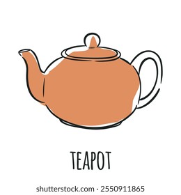 Teapot Isolated Vector Hand Drawn