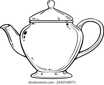 ilustração de contorno de vetor isolado de bule de chá