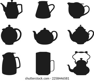 
Teapot isolated vector Silhouettes on white background