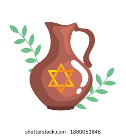 teapot with jewish golden star hanukkah vector illustration design