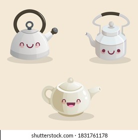 Teapot kawaii character cute element vector