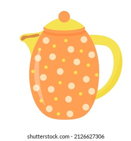 Tetera o hervidor de agua. Herramienta de cocina decorativa, utensilios domésticos. Vapor cerámico o vidrieras para la ceremonia del té. Ilustración vectorial.