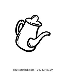 Teapot or kettle hand drawn cartoon doodle vector illustration 