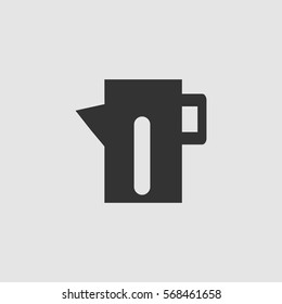 Teapot kettle icon flat. Black pictogram on grey background. Vector illustration symbol