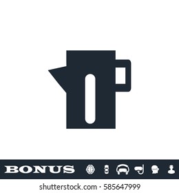 Teapot kettle icon flat. Black pictogram on white background. Vector illustration symbol and bonus button