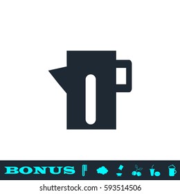 Teapot kettle icon flat. Black pictogram on white background. Vector illustration symbol and bonus button