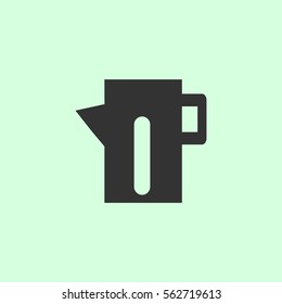 Teapot kettle icon flat. Grey vector symbol on green background
