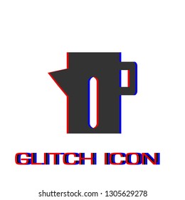 Teapot kettle icon flat. Simple pictogram - Glitch effect. Vector illustration symbol