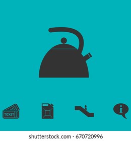 Teapot kettle icon flat. Simple vector symbol and bonus icon