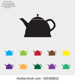 Teapot kettle on isolated, vector illustration