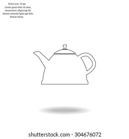 Teapot kettle on isolated, vector illustration