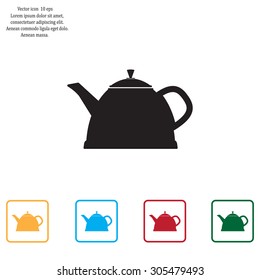 Teapot kettle on isolated, vector illustration