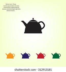 Teapot kettle on isolated, vector illustration