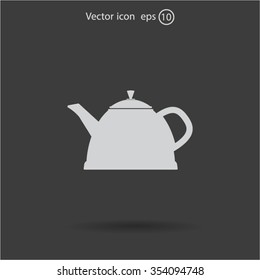 Teapot kettle on isolated, vector illustration