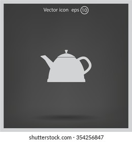 Teapot kettle on isolated, vector illustration