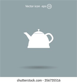 Teapot kettle on isolated, vector illustration