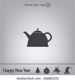 Teapot kettle on isolated, vector illustration