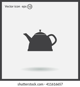 Teapot kettle on isolated, vector illustration